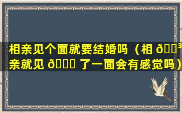 相亲见个面就要结婚吗（相 🌳 亲就见 🐟 了一面会有感觉吗）